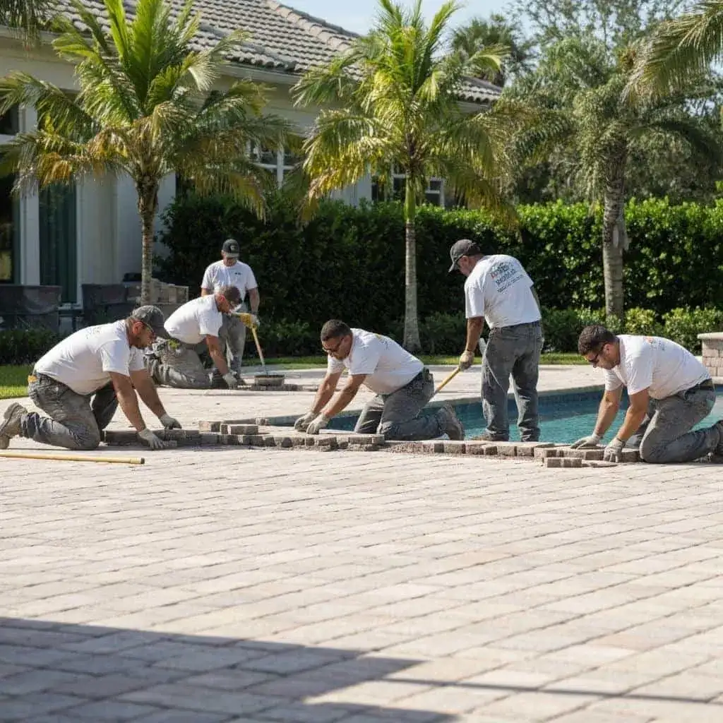 Craft Pavers team working on a paver installation project