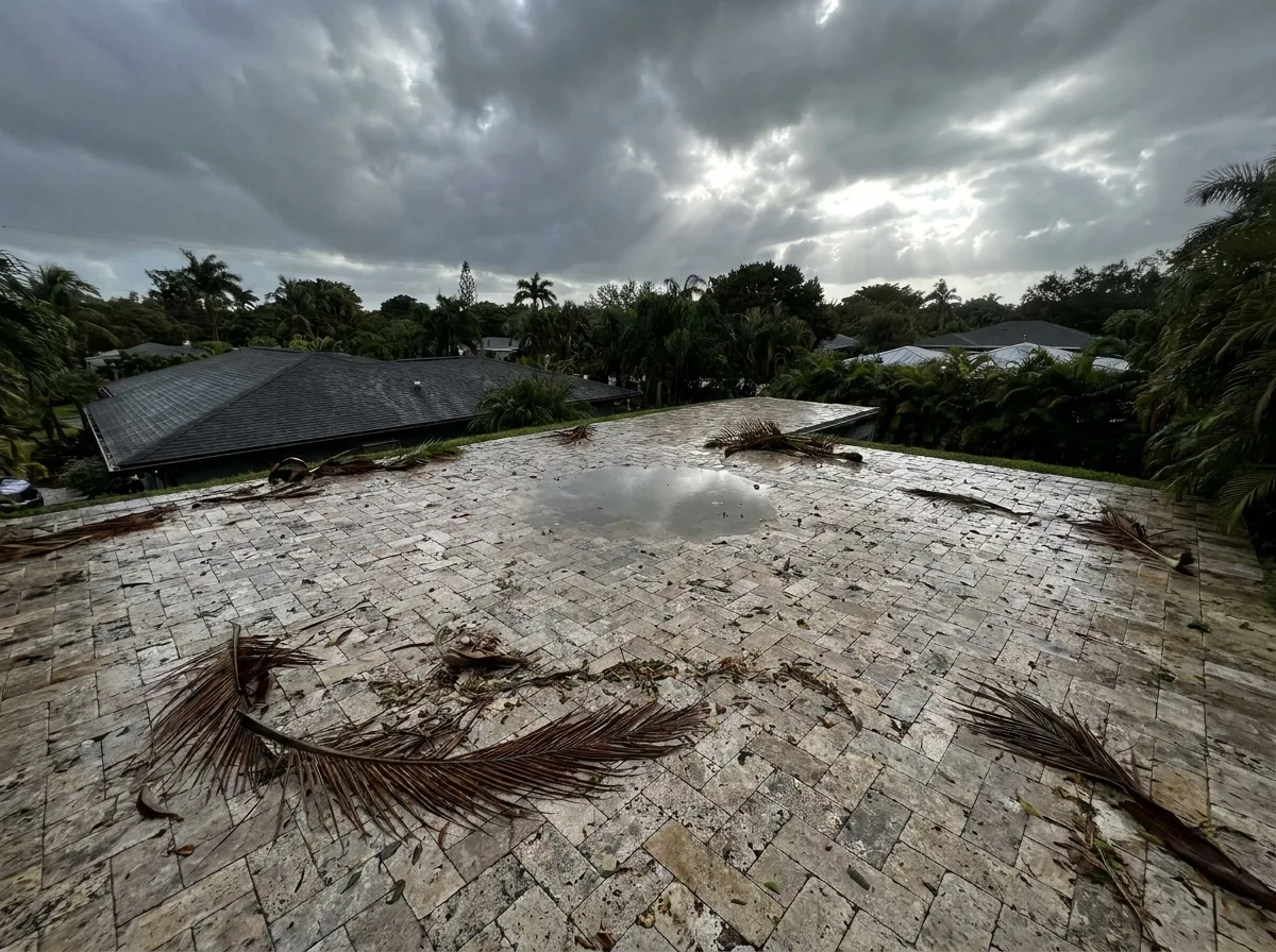 Post-hurricane paver inspection — a critical entry on the South Florida paver maintenance calendar