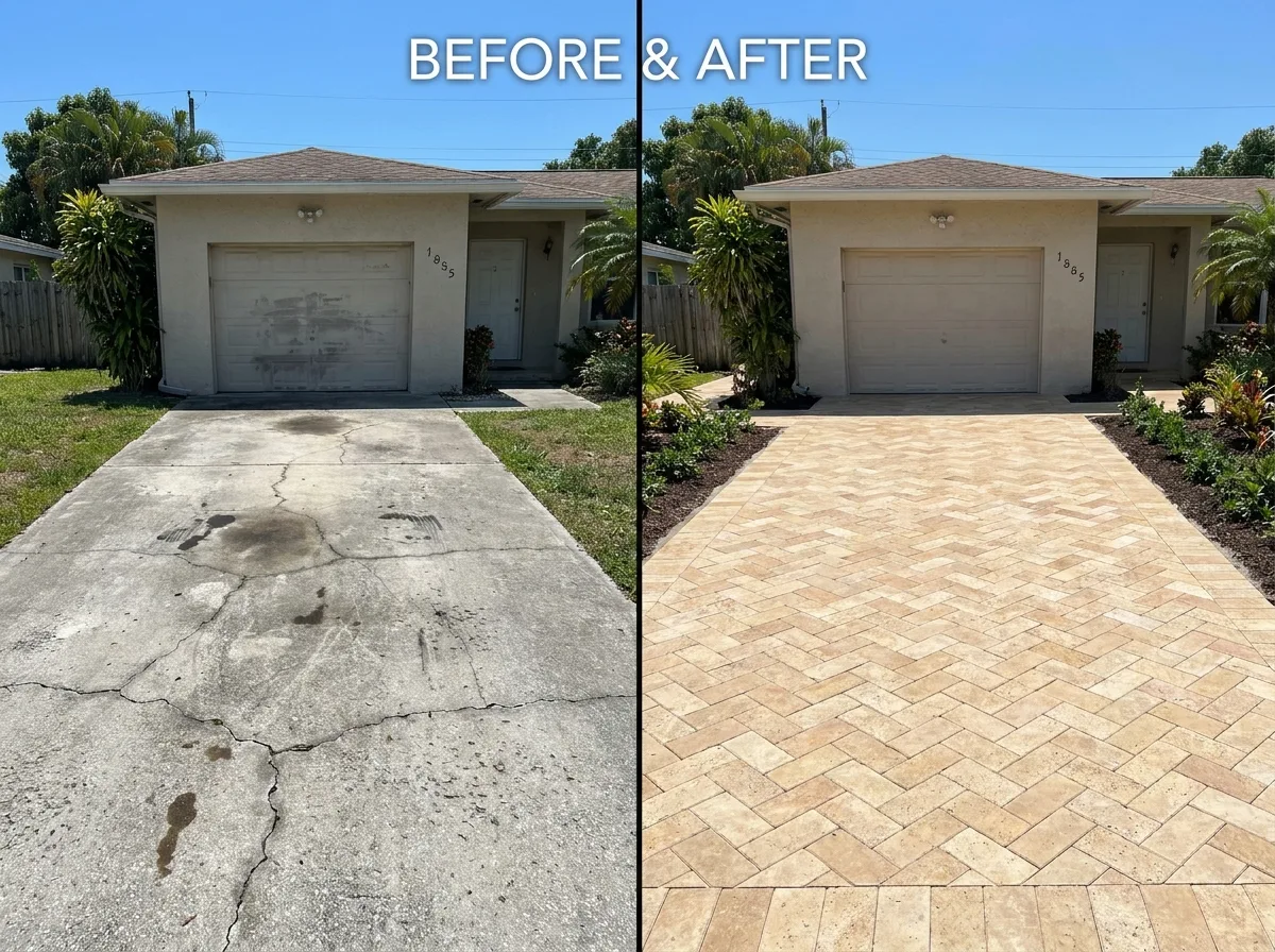 Paver driveway versus cracked concrete slab — how much value do pavers add to a home in appraisal terms