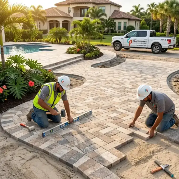 Professional paver installation by Craft Pavers — South Florida driveway